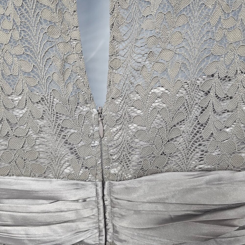 NWT Ever Pretty Dress Floral Lace Gray Satin Maxi Whimsigoth  12 - Picture 11 of 16